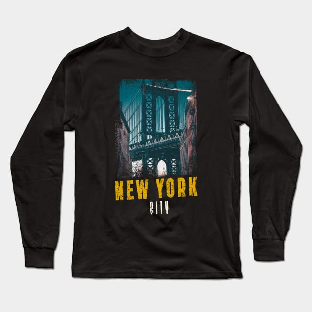 Brooklyn Bridge New York City Long Sleeve T-Shirt by ForeverVarsity
